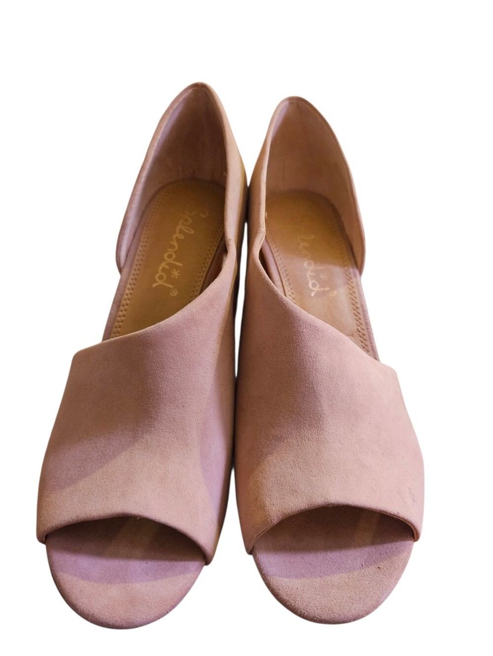 Splendid Serleena Suede Peep-Toe Block Heel Pump in Nude 8.5 - Picture 2 of 7